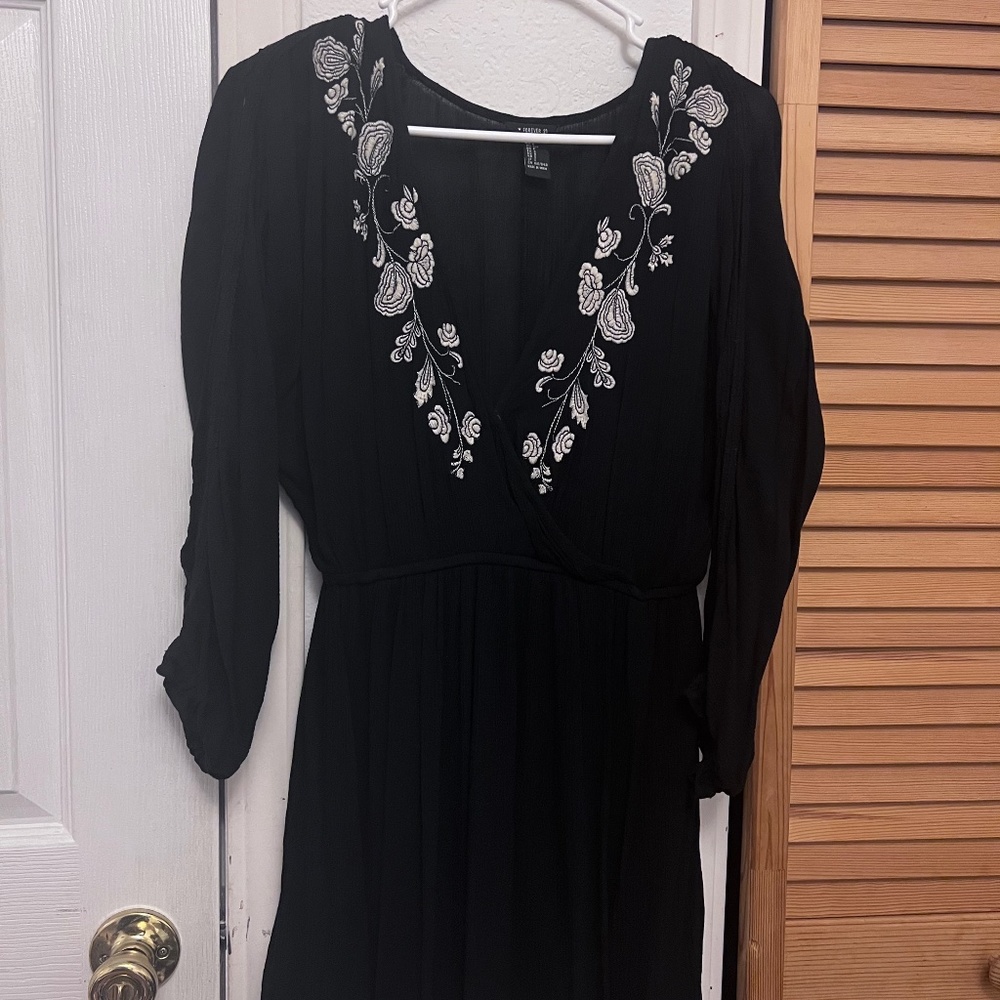 Black embroidered dress